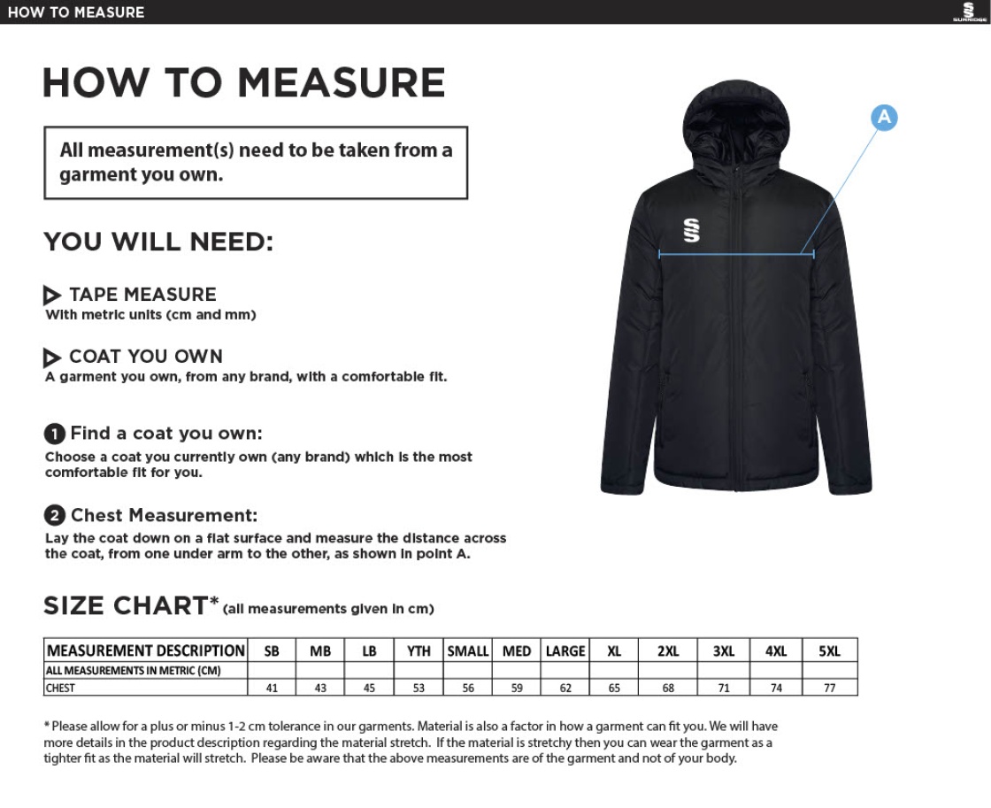 Unisex Ct Padded Jacket : Black - Size Guide